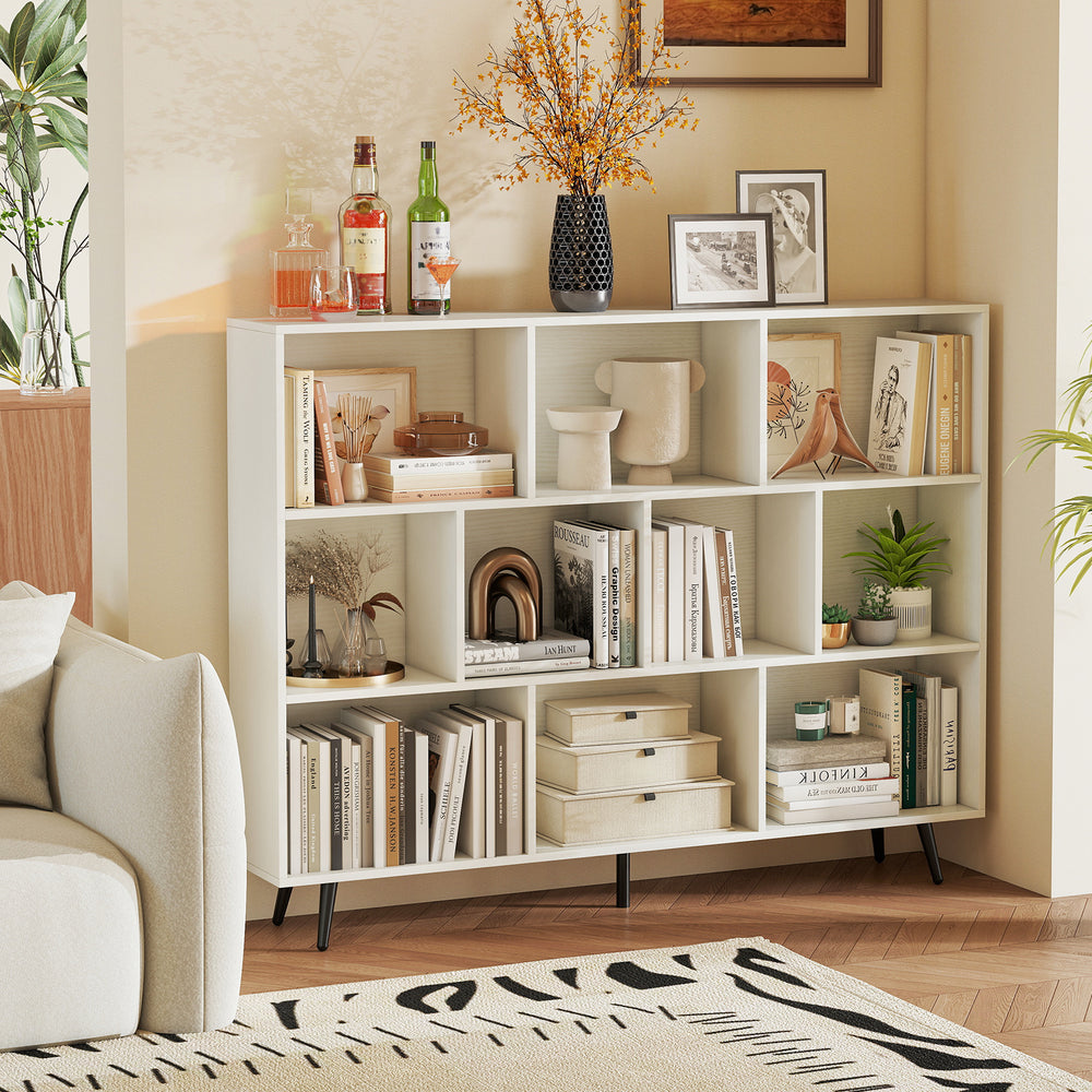 8/10-Cube Bookcase with 5 Tapered Metal Legs-Off White - Gallery View 1 of 10