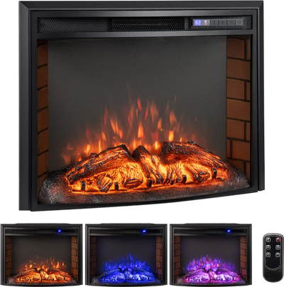 Costway Curved Recessed Electric Fireplace Insert Remote Overheat Protection 614527839 New