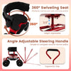 Cushioned rolling garden cart scooter with 360° swivel seat, adjustable height, and ergonomic handle for easy.