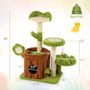 Cat tree activity center in green with flower perches, scratching posts, and a cozy condo for indoor play and.