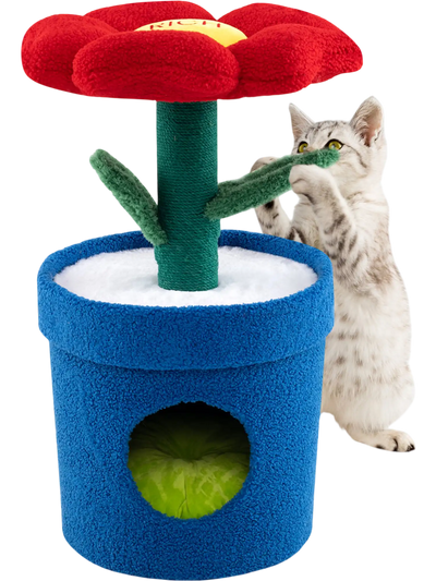 Costway Cute Flower Padded Perch Cat Tree for Indoor Cats 24598719 New