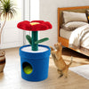 Colorful cat tree featuring a flower perch and planter-shaped condo, perfect for indoor cats to lounge and scratch.