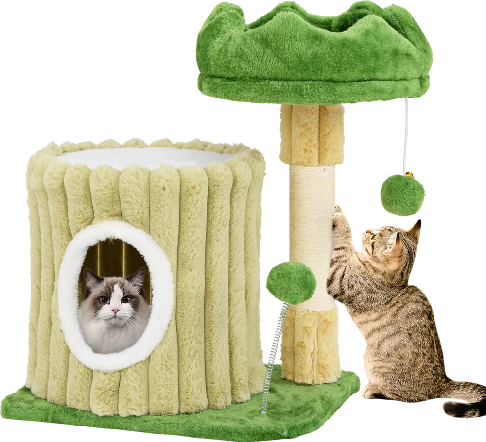 Cute Cat Tree with Sisal Scratching Posts and Dangling Ball