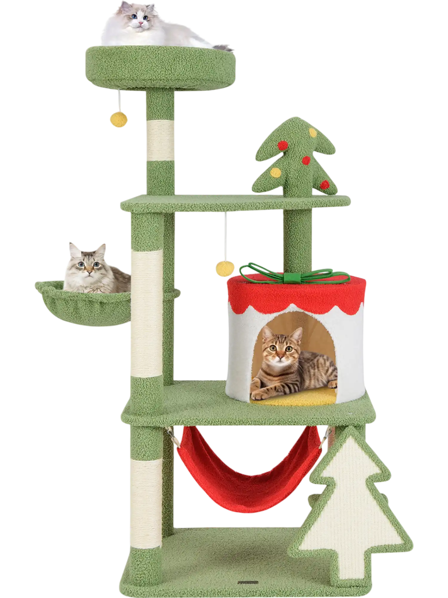Costway Christmas Cat Tree Sisal Scratching Posts Gift Box Condo Green 49327518 New