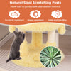 Cute monster-themed cat tower in yellow featuring sisal scratching posts and two cozy condos for playful kittens.