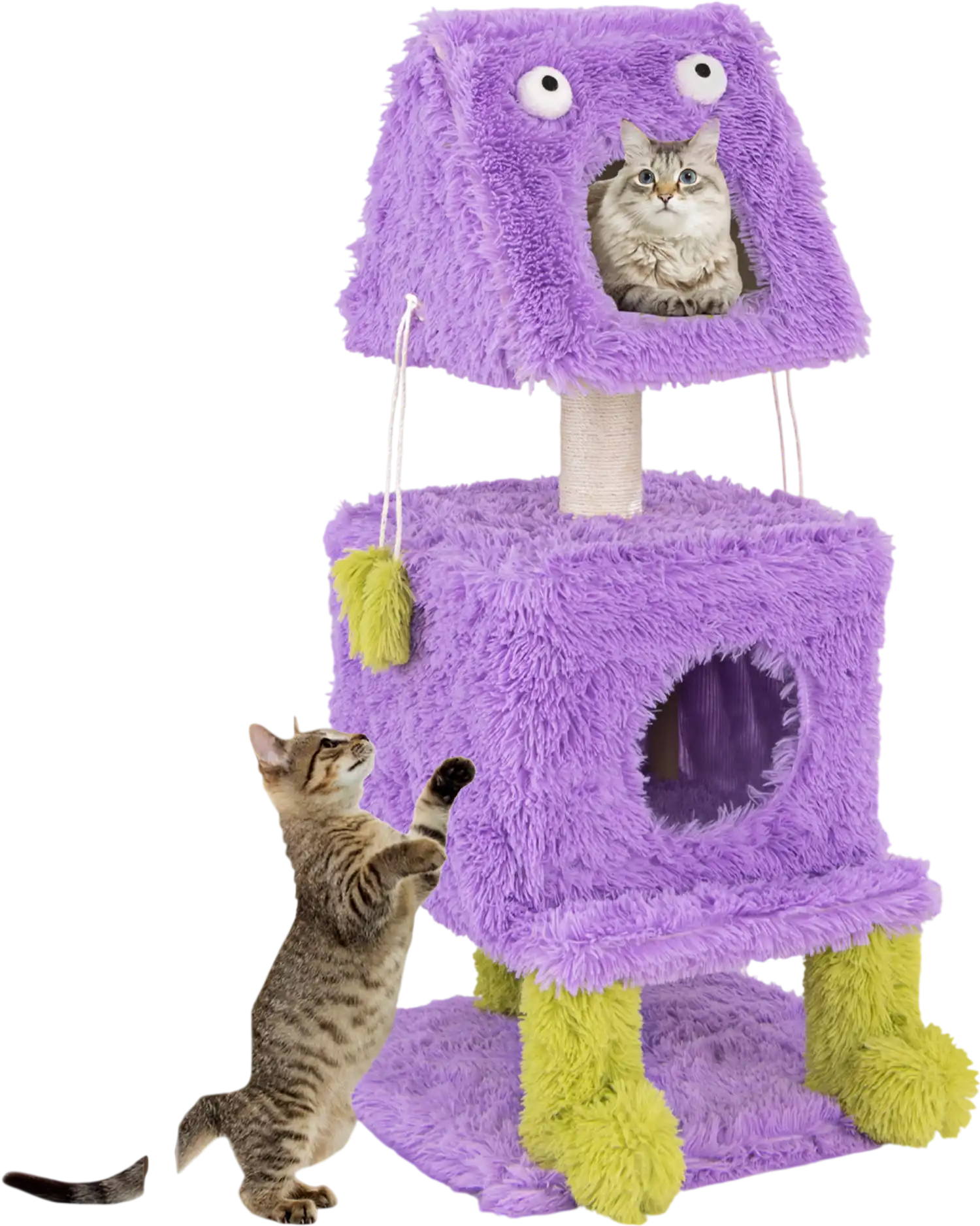Costway Monster-Themed Cat Tower 2 Condos Purple 39286457 New