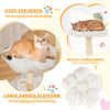 Cozy top perch of the beige cat tree with plush fabric, perfect for lounging and observing in comfort.