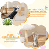 Natural sisal scratching posts on a beige cat tree, promoting claw grinding and playful interaction for cats.