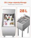 Vevor Commercial Underbar Ice Bin 7.4 Gal Stainless Steel with Sliding Lid and Bottle Holders New