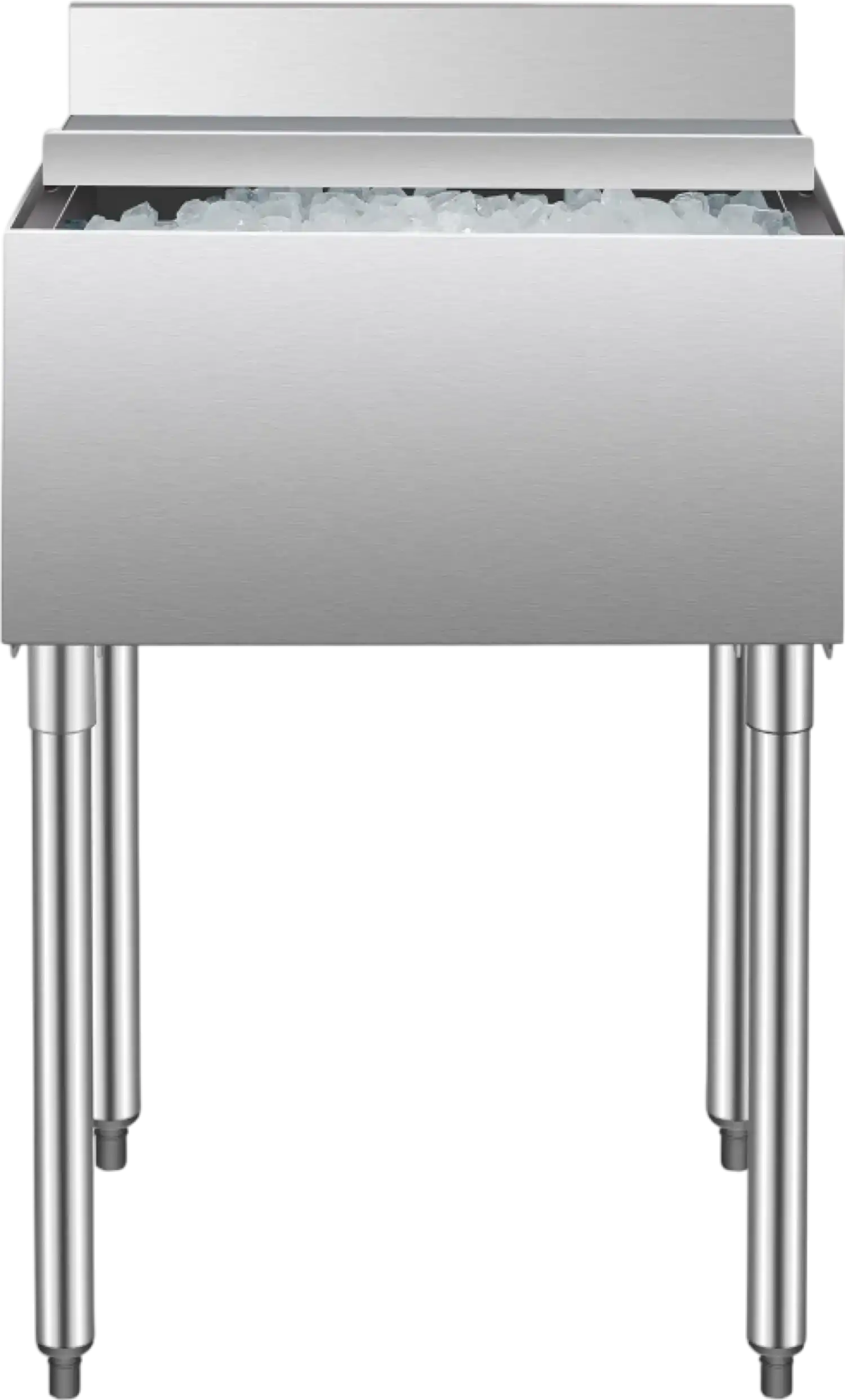 Vevor Commercial Underbar Ice Bin 16.1 Gal Stainless Steel with Sliding Lid and Bottle Holders New