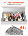 Vevor Commercial Underbar Ice Bin 16.1 Gal Stainless Steel with Sliding Lid and Bottle Holders New