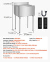 Vevor Commercial Underbar Ice Bin 16.1 Gal Stainless Steel with Sliding Lid and Bottle Holders New