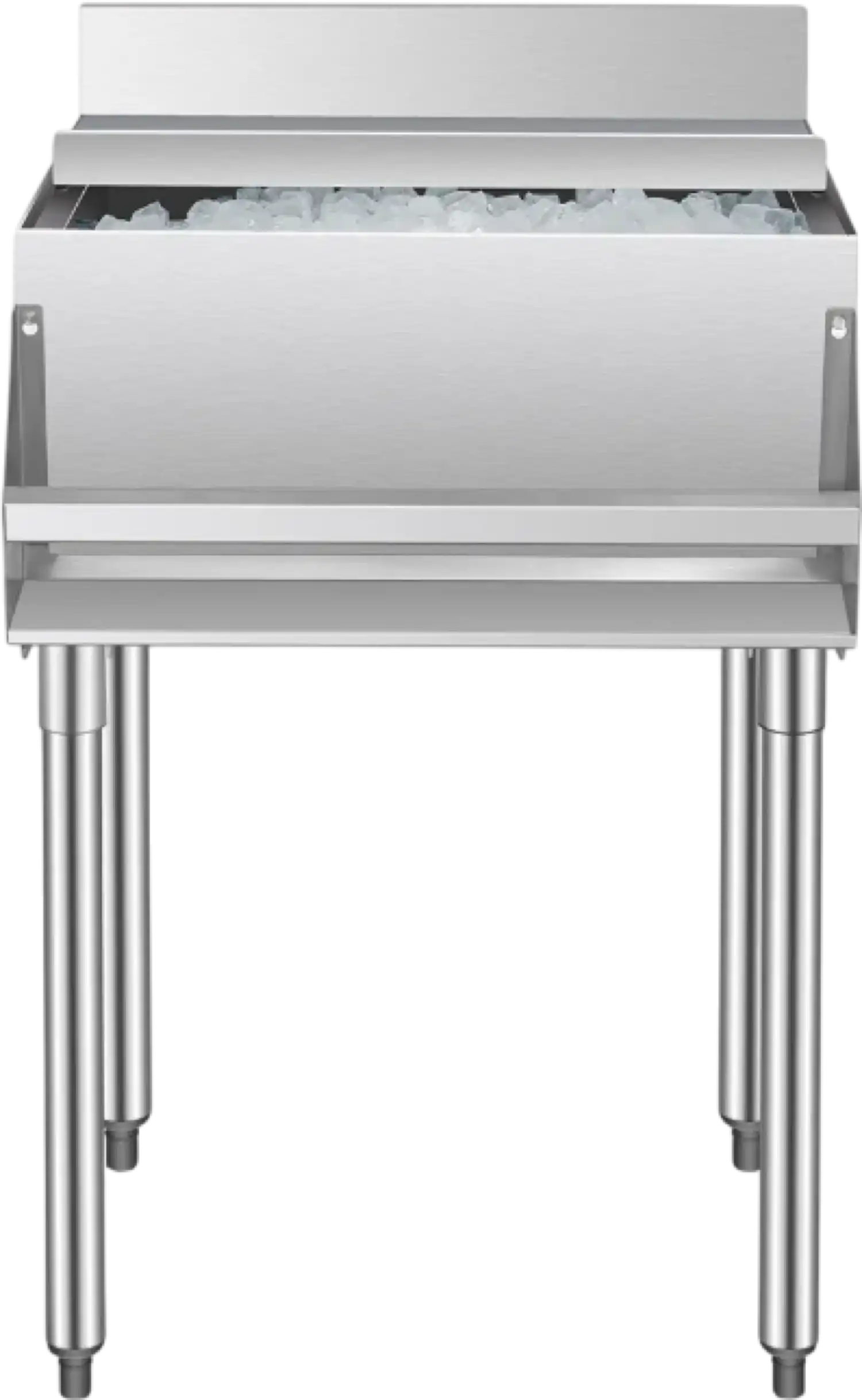 Vevor Commercial Underbar Ice Bin 16.3 Gal Stainless Steel with Sliding Lid and Bottle Holders New