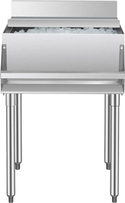 Vevor Commercial Underbar Ice Bin 16.3 Gal Stainless Steel with Sliding Lid and Bottle Holders New
