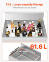 Vevor Commercial Underbar Ice Bin 16.3 Gal Stainless Steel with Sliding Lid and Bottle Holders New