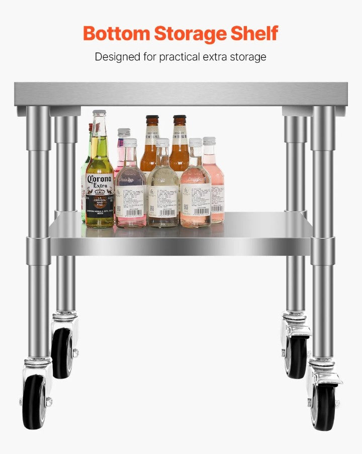 Vevor Commercial Rolling Ice Bin 16.3 Gal with Bottom Storage Shelf New