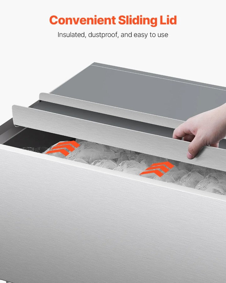 Vevor Commercial Rolling Ice Bin 16.3 Gal with Bottom Storage Shelf New