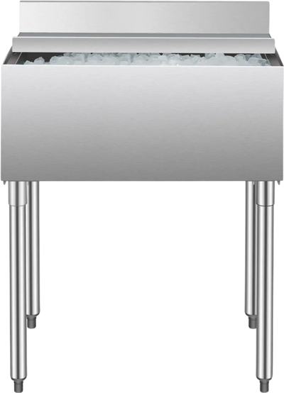 Vevor Commercial Underbar Ice Bin 20.7 Gal Stainless Steel with Sliding Lid and Bottle Holders New