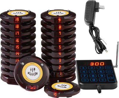 Vevor Restaurant Pager System Wireless 1640' Range 20 Beepers with Flashing Vibration or Buzzer New