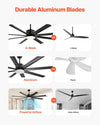 Vevor Ceiling Fan 72" with Light Remote 8-Blade DC Motor Reversible Indoor/Outdoor New