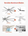 Vevor Ceiling Fan 72" with Light Remote 6-Speed DC Motor Reversible Indoor/Outdoor New