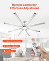 Vevor Ceiling Fan 84" 8 Blade with 3 Color LED Light 6-Speed Remote Control Flush Mount New