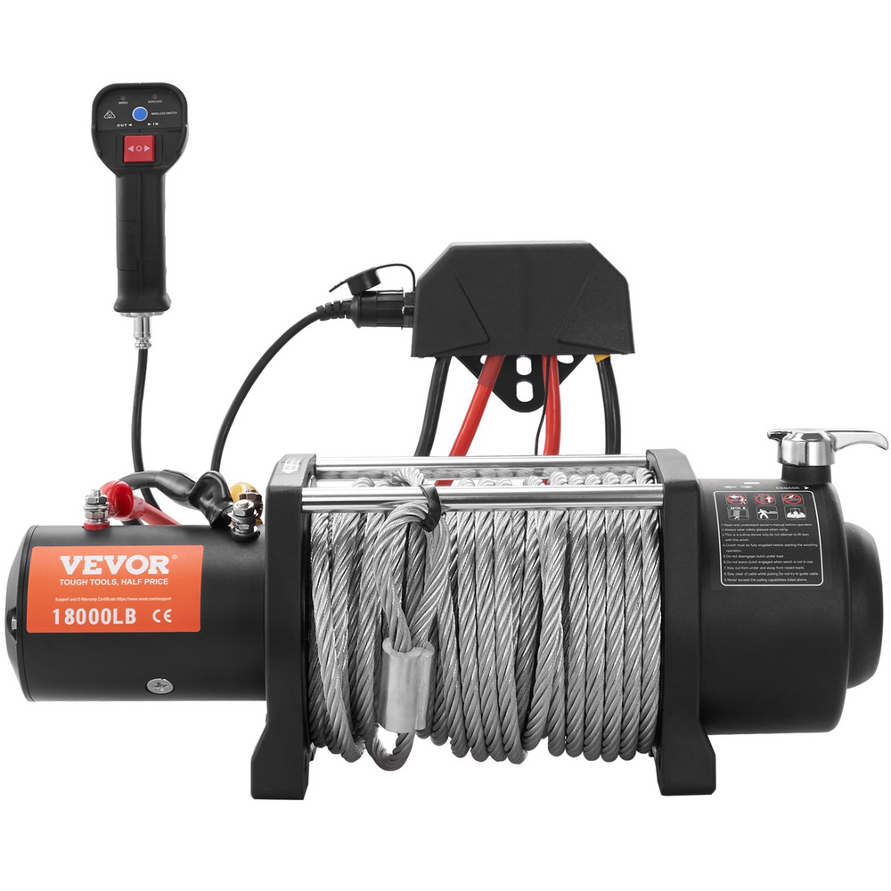 Vevor SEC16800T Electric Winch 12V 18000 lbs Load Capacity 7/16" x 85' Steel Rope With Wireless Remote And 4-Way Fairlead New