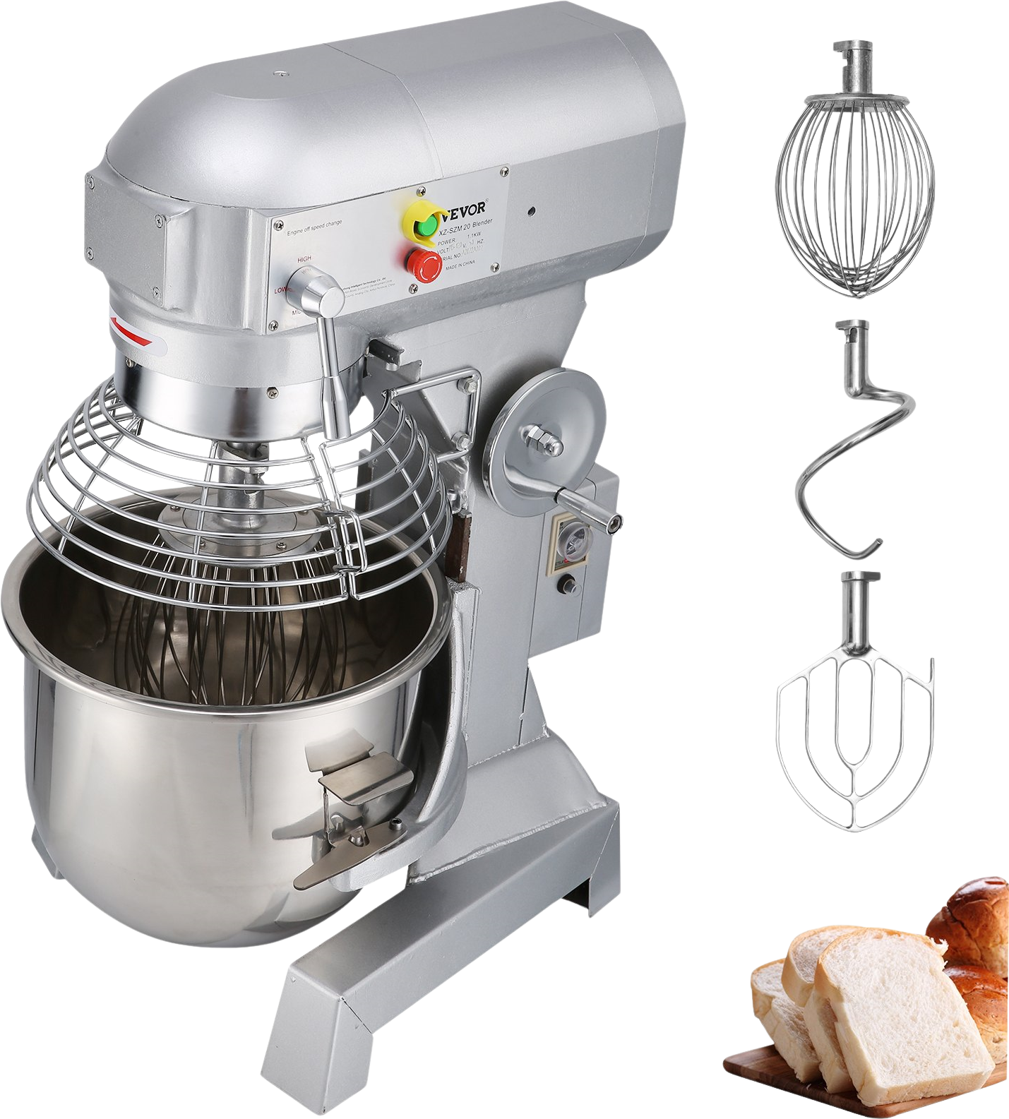 Vevor Food Mixer 10 Qt. 450W Adjustable 3 Speeds 110V Heavy Duty Commercial Stainless Steel New