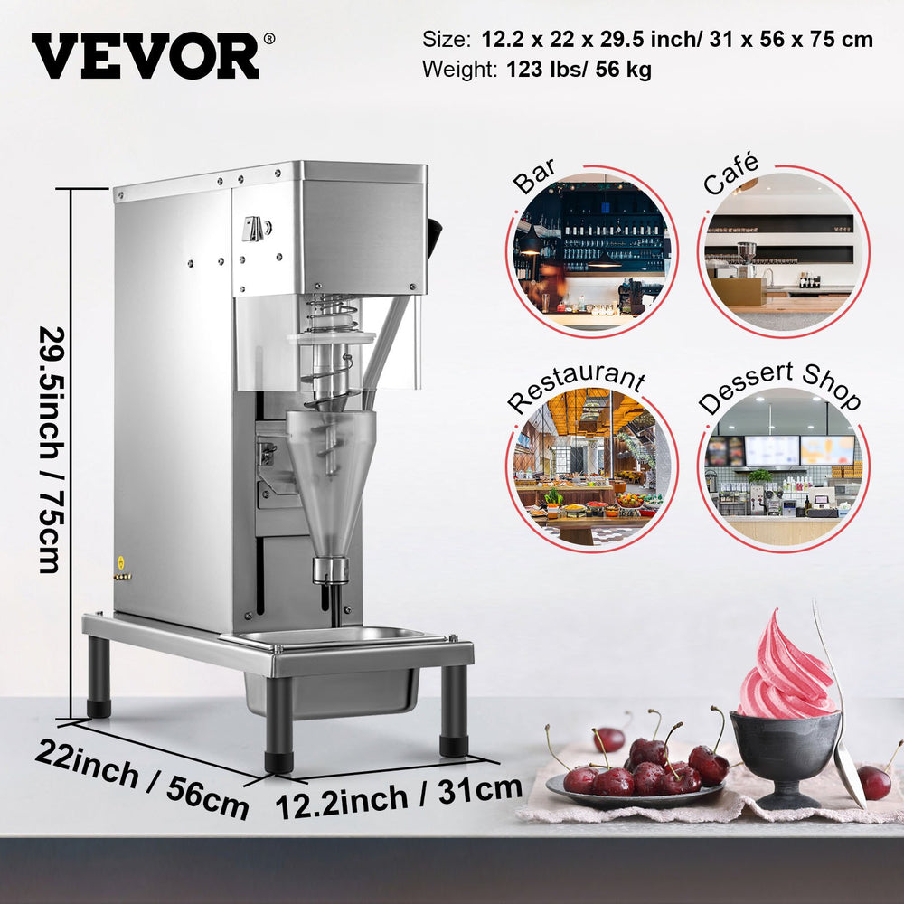 Vevor Frozen Yogurt Blending Machine 1400 RPM Commercial 110V 750W Stainless Steel New