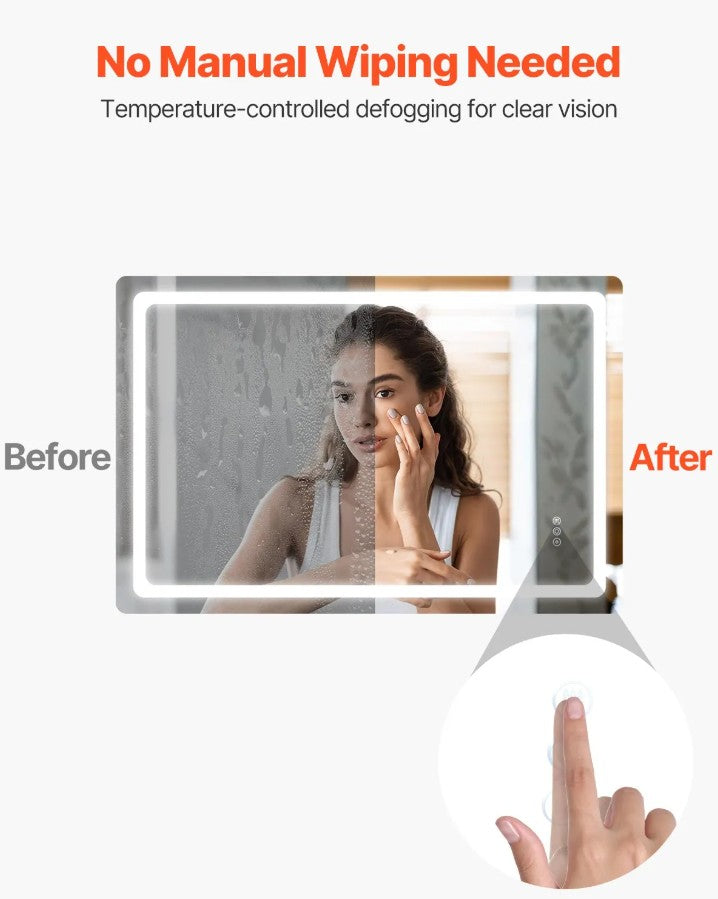 Vevor LED Bathroom Mirror 32" x 48" Anti-Fog and Dimmable Lighting New