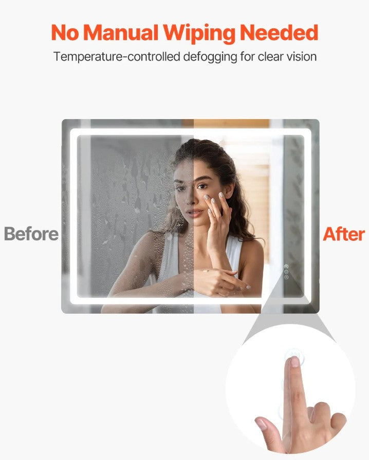 Vevor LED Bathroom Mirror 36" x 48" Anti-Fog and Dimmable Lighting New