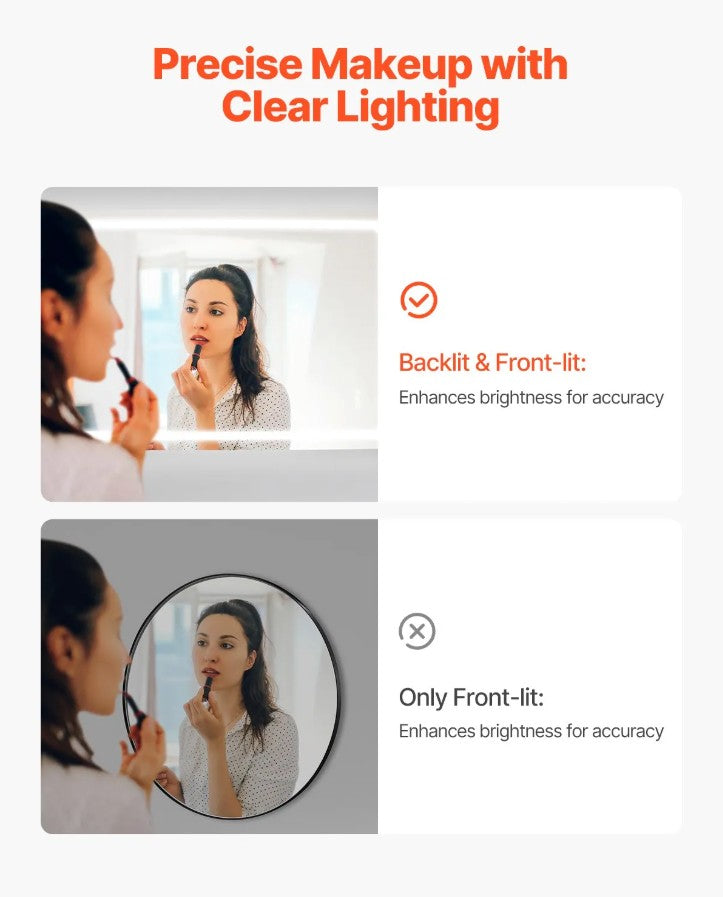 Vevor LED Bathroom Mirror 36" x 72" Anti-Fog and Dimmable Lighting New