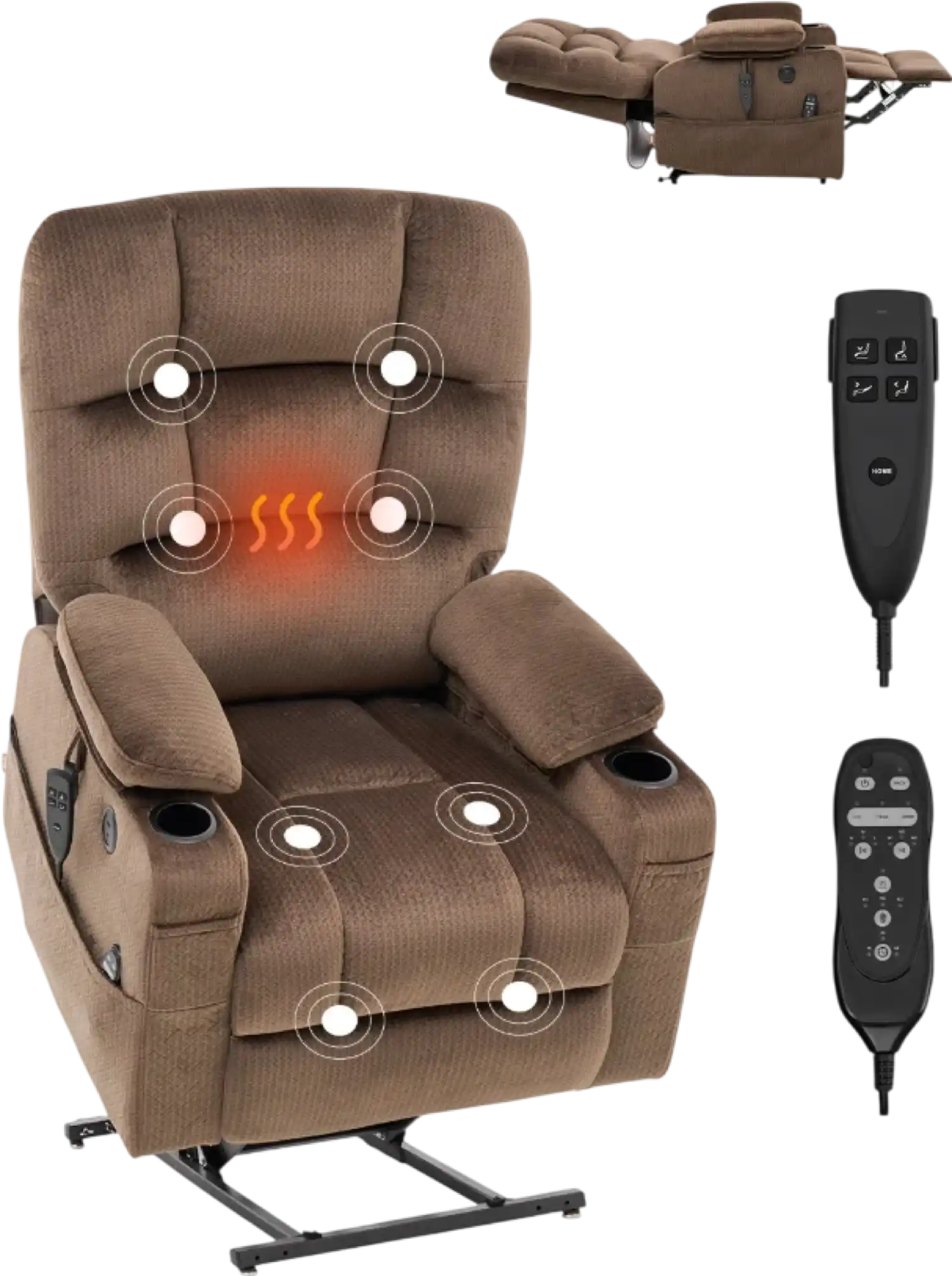 Vevor Power Lift Recliner Chair Dual Motor with Heat and Massage Suitable For 6'2