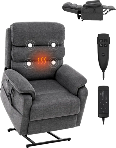Vevor Power Lift Recliner Chair Dual Motors with Heat and 8 Massage Modes New