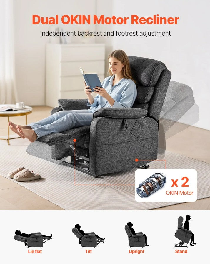 Vevor Power Lift Recliner Chair Dual Motors with Heat and 8 Massage Modes New