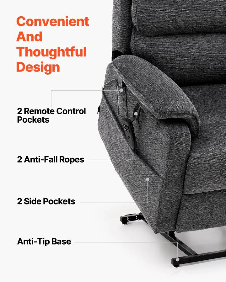 Vevor Power Lift Recliner Chair Dual Motors with Heat and 8 Massage Modes New