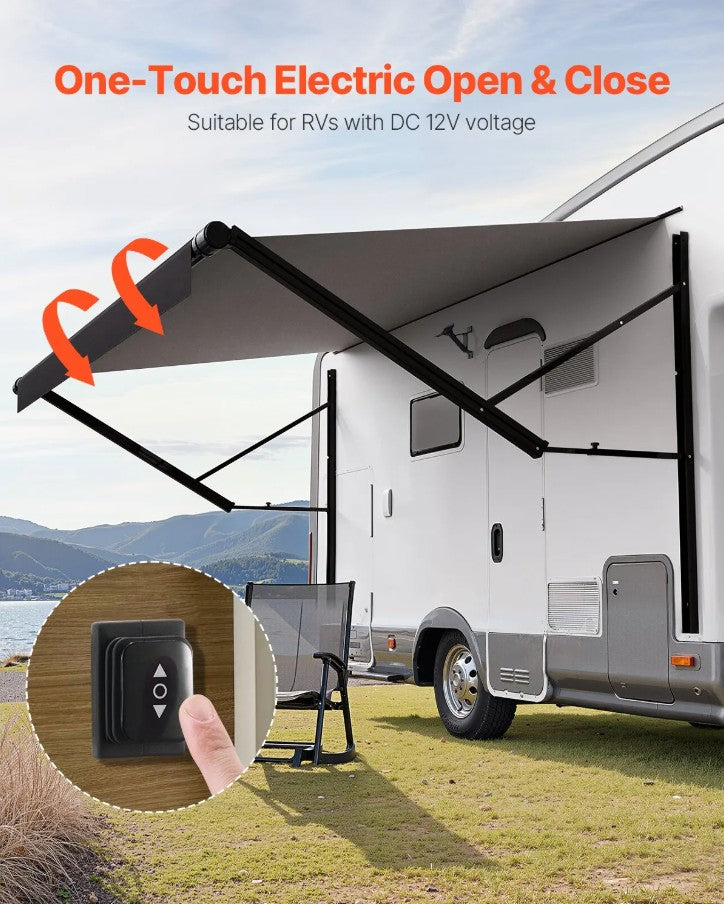 Vevor Electric RV Retractable Awning 18' with 4-Layer Vinyl Fabric and Aluminum Frame New