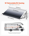Vevor Electric RV Retractable Awning 18' with 4-Layer Vinyl Fabric and Aluminum Frame New