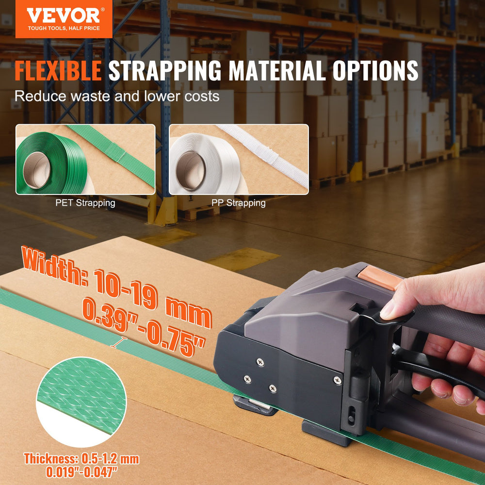 Vevor Strapping Machine Automatic Electric Tool for 0.39"-0.75" PP/PET Straps with Dual 4000mAh Batteries New