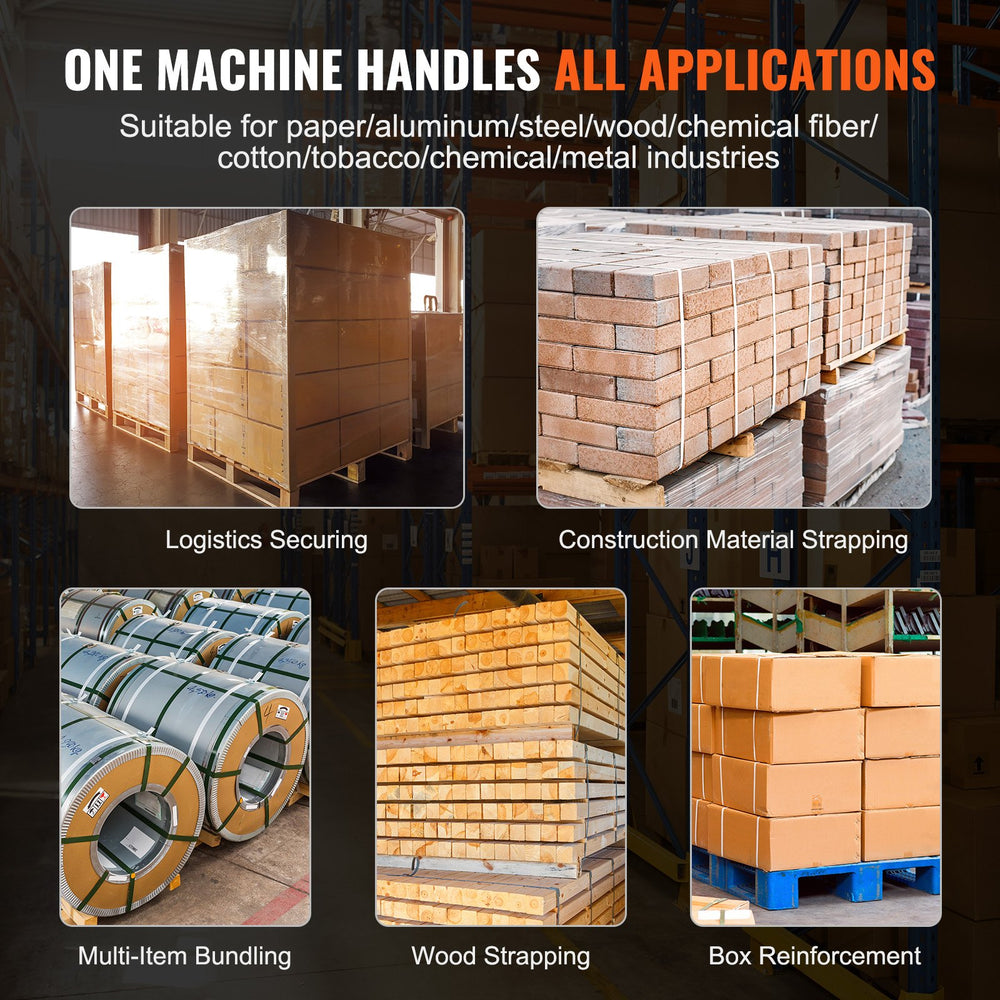 Vevor Strapping Machine Automatic Electric Tool for 0.35"-0.63" PP/PET Straps with Dual 5000mAh Batteries New