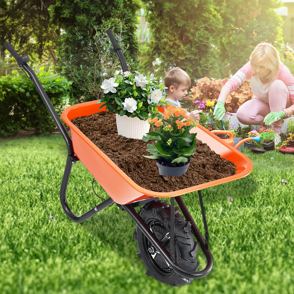 Vevor Electric Wheelbarrow Cart 4 Cu. Ft. 500W Single Wheel 330 Lbs Capacity New
