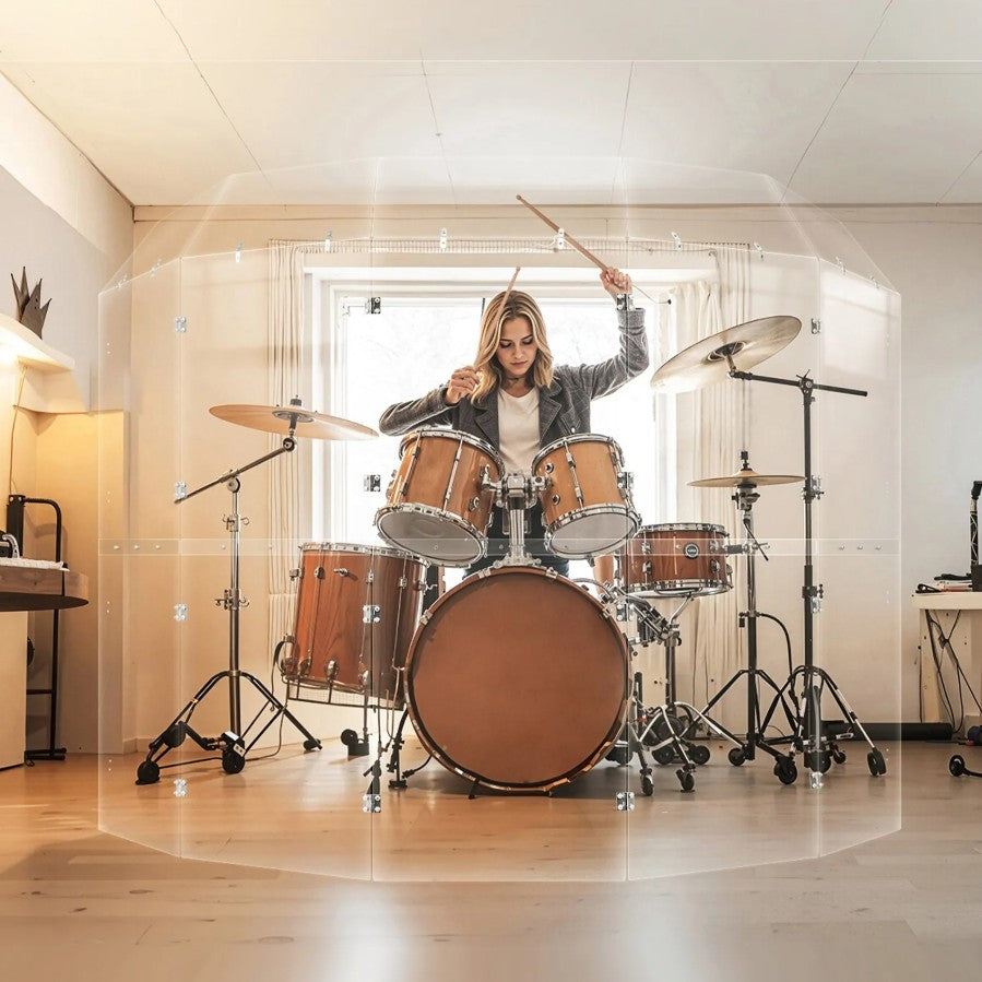 Vevor 5-Panel Acrylic Drum Shield 2' x 5' Panels with Hinges and Deflectors New
