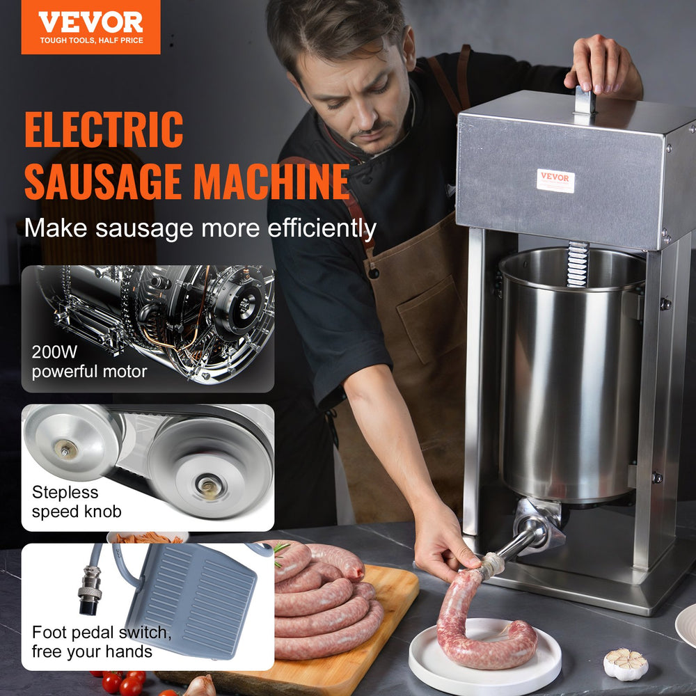 Vevor Sausage Stuffer 25 Lbs Capacity Electric Vertical Machine 304 Stainless Steel New