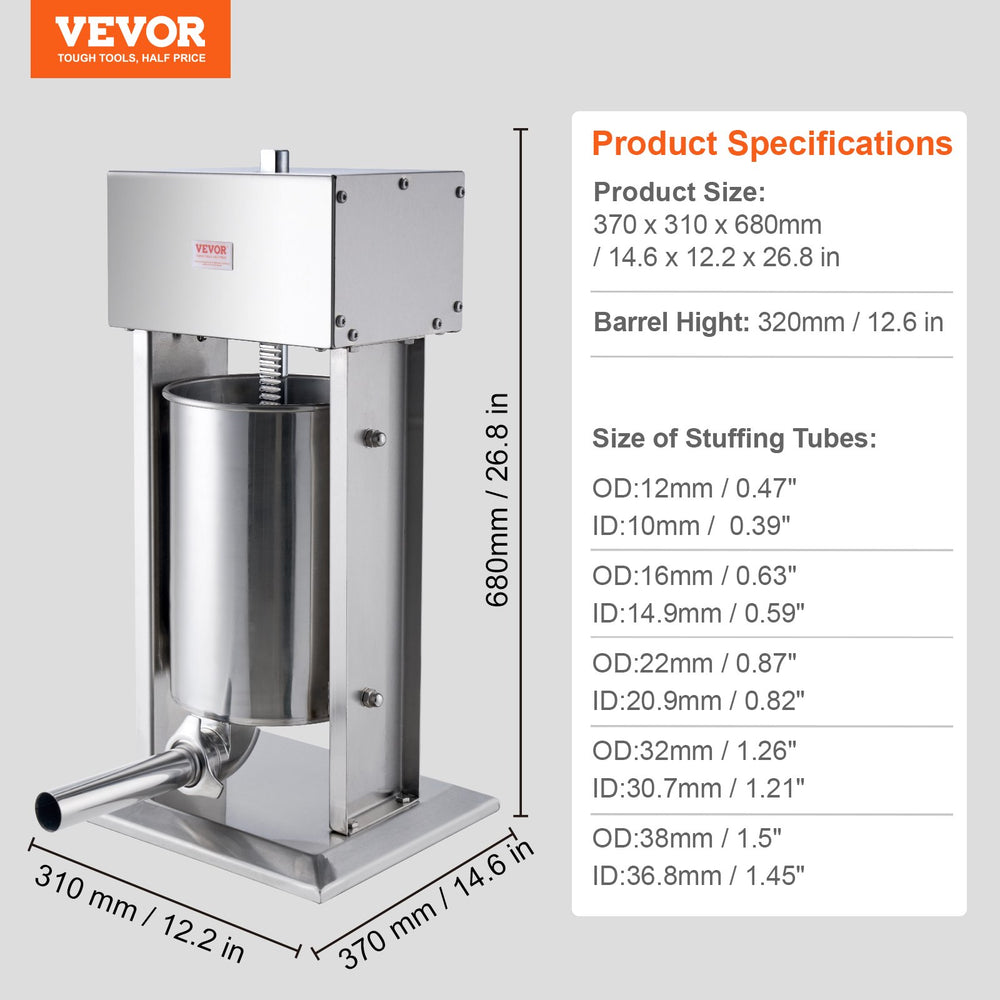 Vevor Sausage Stuffer 25 Lbs Capacity Electric Vertical Machine 304 Stainless Steel New