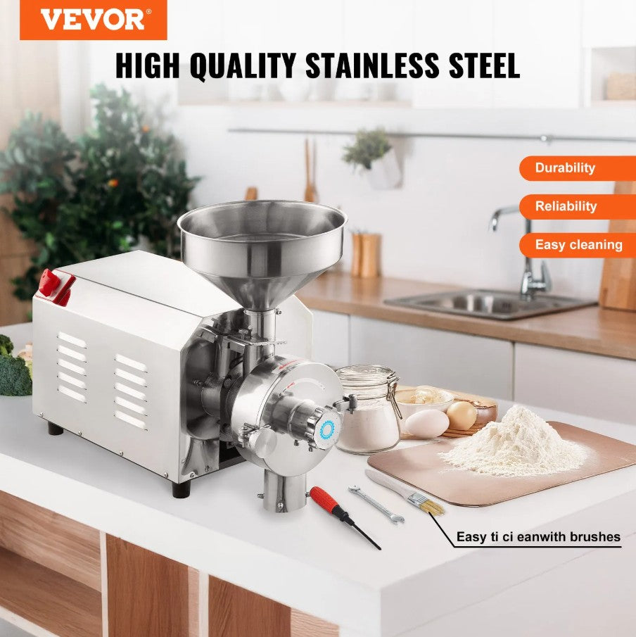 Vevor Commercial Grain Grinder Mill 3000W 220 Lbs/H Capacity New