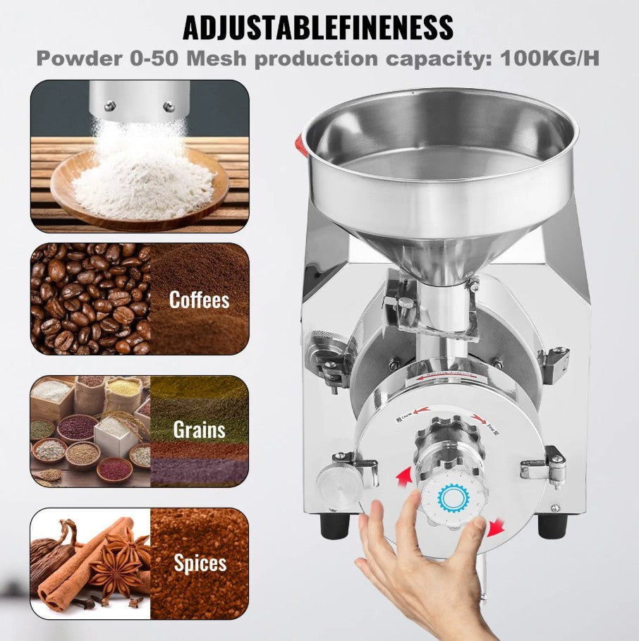 Vevor Commercial Grain Grinder Mill 3000W 220 Lbs/H Capacity New