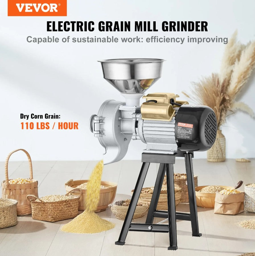 Vevor Electric Grain Grinder 3000W Wet and Dry Mill for Corn Wheat and Flour New