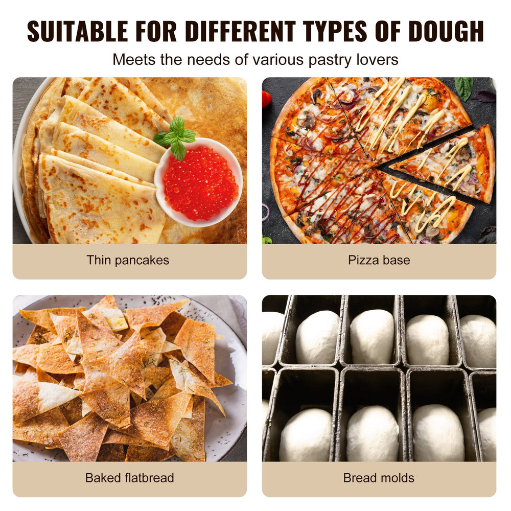 Vevor Pizza Dough Roller Sheeter Stainless Steel 370W Electric 3" to 12" Adjustable Thickness 260 Sheets/Hour New