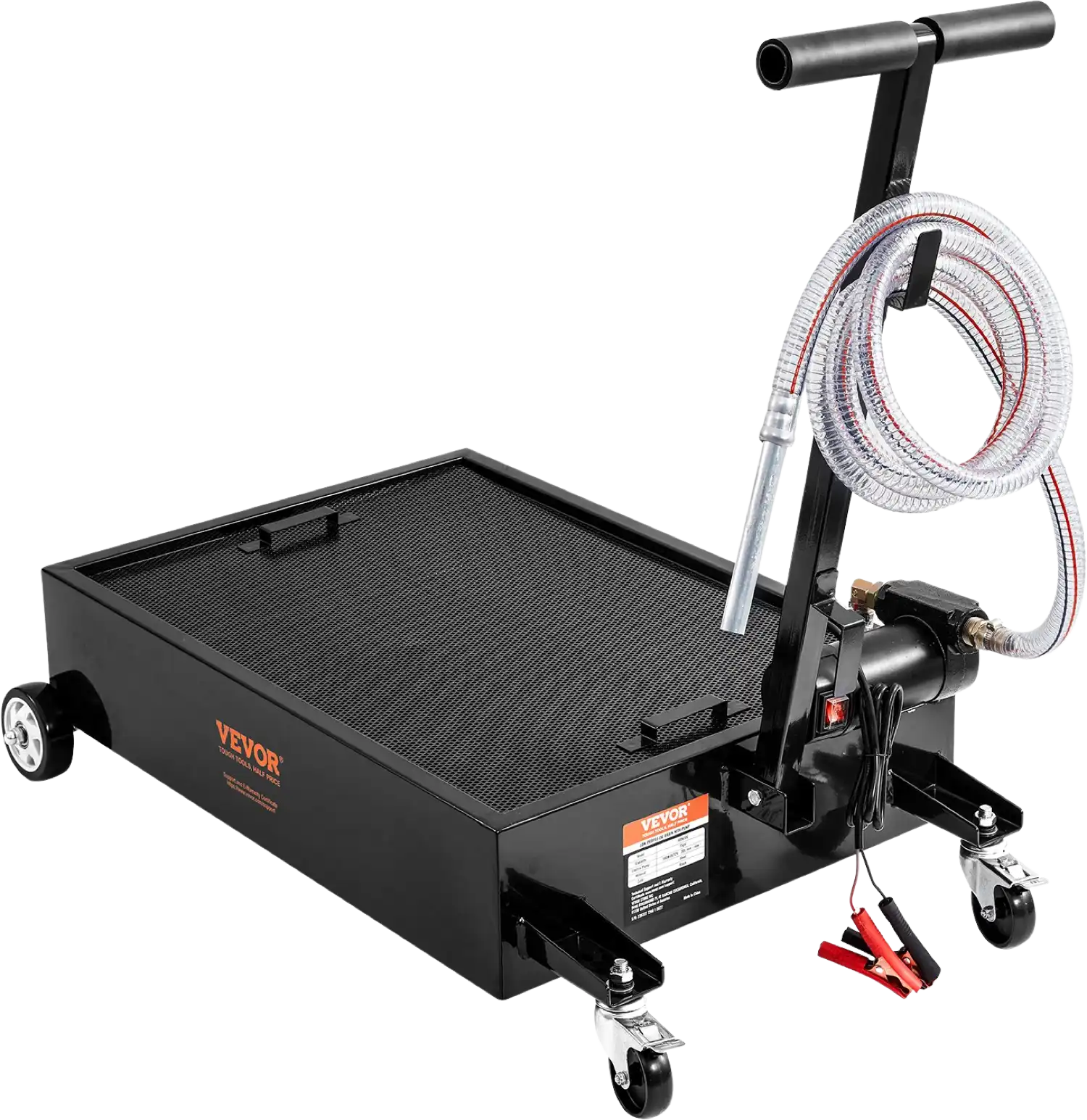 Vevor Oil Drain Pan 15 Gal. Low Profile 180W Electric Pump 8.2' Hose and Folding Handle New