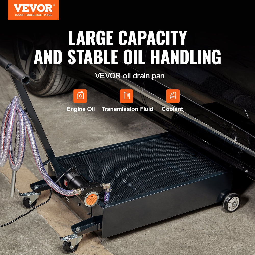 Vevor Oil Drain Pan 15 Gal. Low Profile 180W Electric Pump 8.2' Hose and Folding Handle New